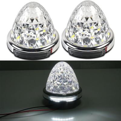 Rikopin Side Marker Lamp with Shoulder Light /24V Clear Lens Bus Marker Track Marker Crystal Lens Diamond Cut (White)