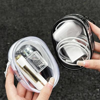 Data Cable Storage Bag Earphones Storage Case Dustproof Keychain Storage Pouch Transparent for Chargers Earphones & Data Cables