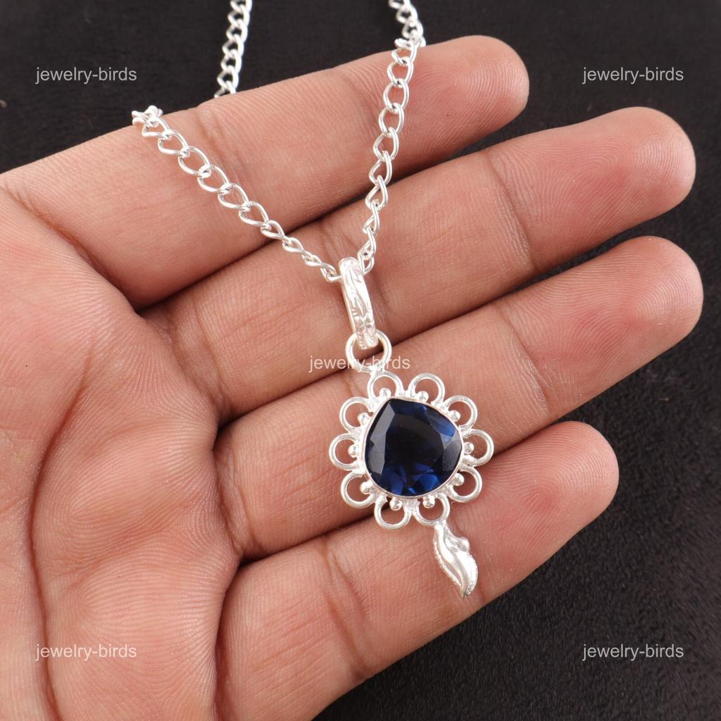 Heart London Blue Topaz Gemstone Handcrafted Mother Gift Pendant Sterling Silver PP-4-7