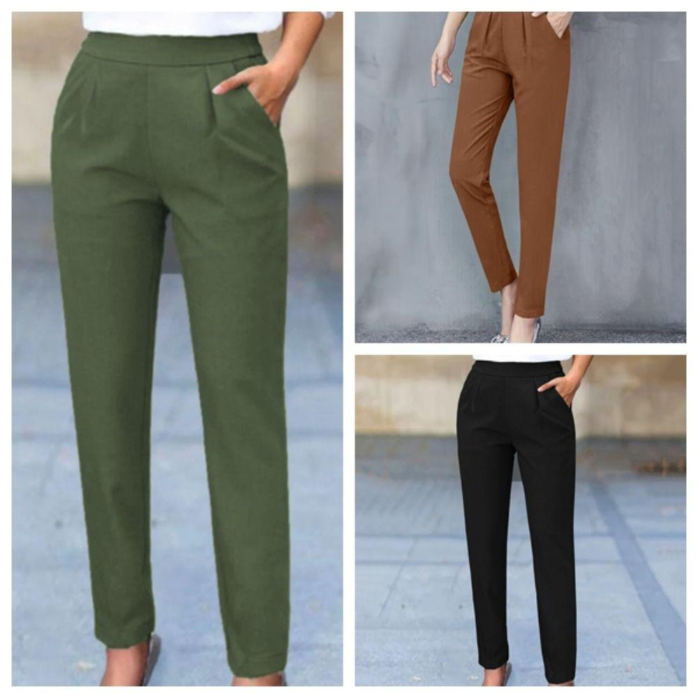 Slim Fit Business Harlan Pants Pleated High Waist Suit Pants Fashion Professional Pants Girl