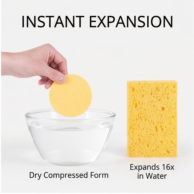 Multi-Layer Compressed Wood Pulp Dish Sponge Random Color Absorbent Easy-Clean Scouring Pad Drawer Storage Kitchen Cleaning Tool