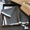 New Elegant Soft Satin Square Scarf For Women Stylish Round Ring Print Versatile Bandana Elegant Style Sunscreen Headscarf