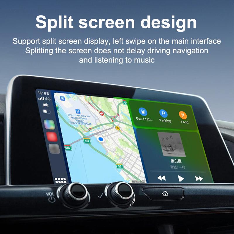 Wireless Carplay Adapter With Alarm Light For Iphone Android Auto 2In1 Wired To Wireless Ai Box Usb Connection For Truck Vehicle