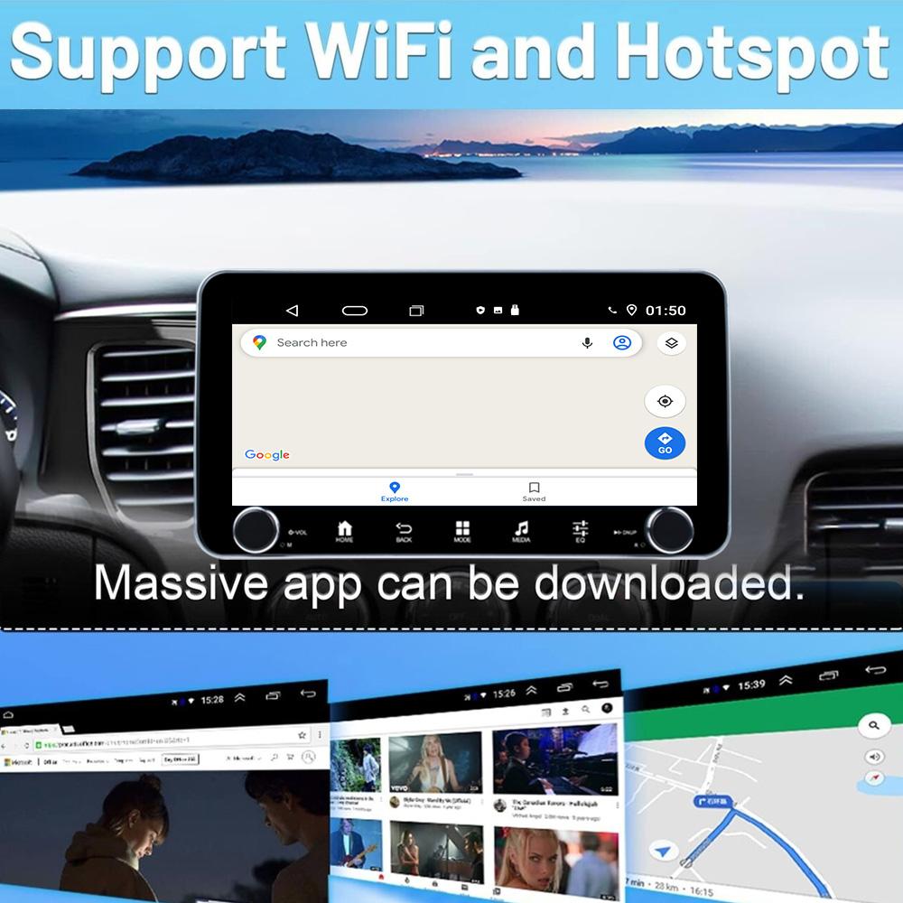 1 DIN 10,33'' Autorádio Android 12 Bezdrátové Carplay Auto GPS Navigace WIFI Univerzální Multimediální Přehrávač 4G 8JÁDRO