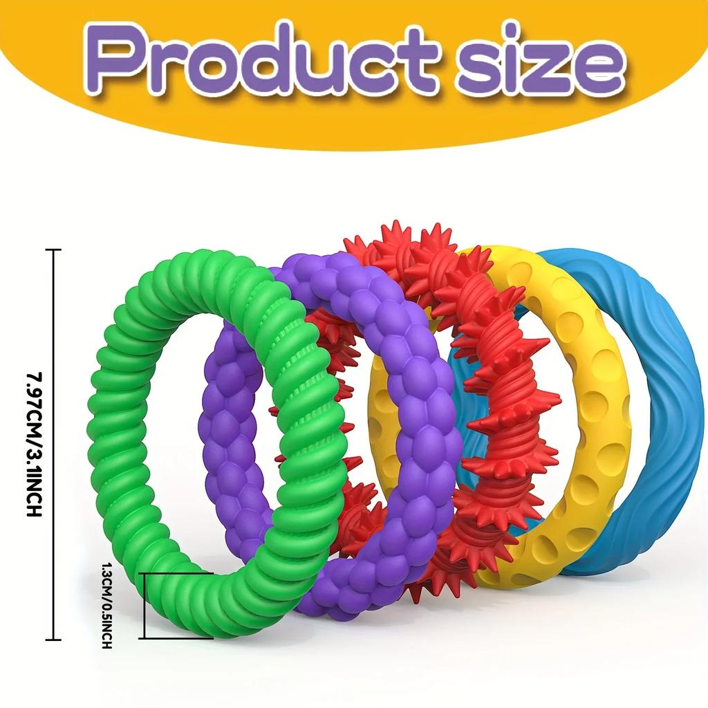 Zmyslové Fidget Hračky pre Dospievajúcich Dospelých - 5 Balenie Elastický Fidget Náramok | Textúra a Upokojujúce Zmyslové Hračky pre Autizmus pre Špeciálne