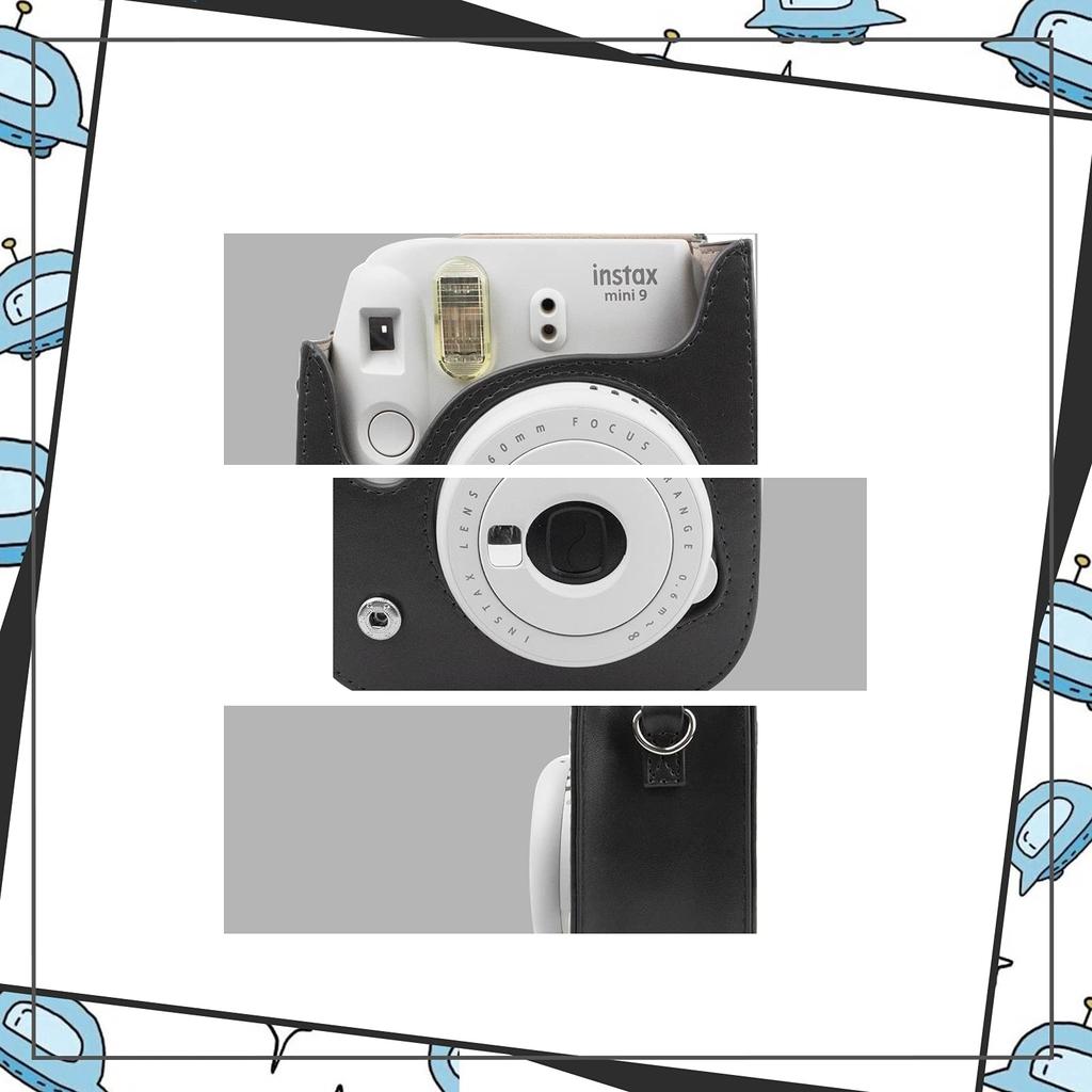 HIYQIN Cheki FUJIFILM instax Niedliche Kameratasche mit Schulter-PU-Katzen-Gesicht-Hülle, mini12/11/9/8+/8 Hülle, Gurt, Leder, (Schwarz)