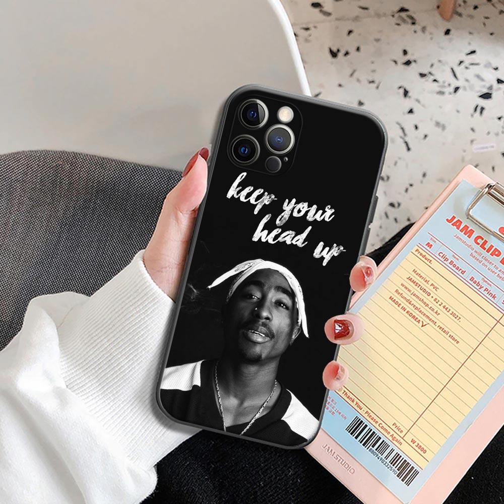Hiphop Rap Singer 2Pac Tupac Shakur Phone Case for iPhone 17 16 14 15 Pro Plus 11 13 17 Pro 17Air 16 e Case Black Soft Cover