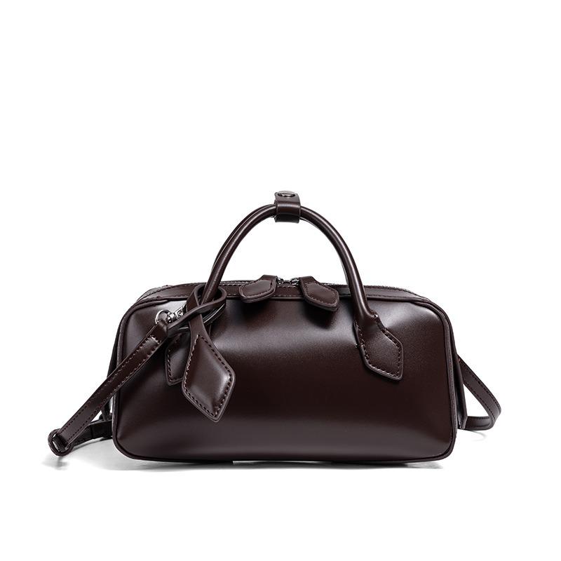 OL retro simple portable Boston bag women's autumn high-end sense popular fashion commuter shoulder messenger bag