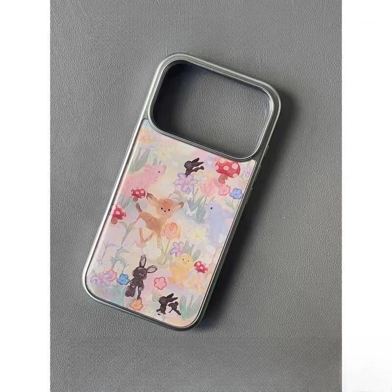 Cute Animal Garden Suitable for Apple 16/17promax Mobile Phone Case IP15 Epoxy Hydrating 14Pro Large Hole 13