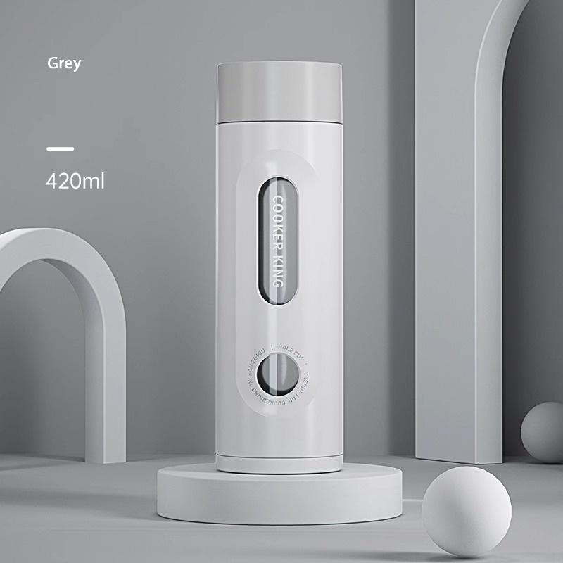 

COOKER KING High Borosilicate Glass Tea Cup Portable Glass Cup Anti-drop Water Bottles Explosion-proof Double-layer Water Cup 420ML серый