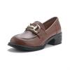 Cowhide women's shoes, genuine leather, low-top thick heel, medium heel, soft sole, soft surface, round head, comfortable and versatile, casual office