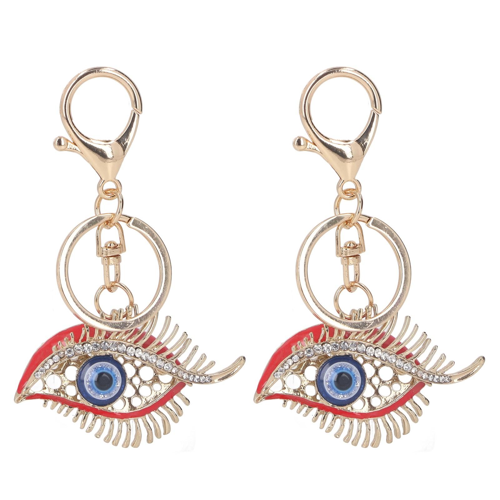 2 Pcs Eye Rhinestone Keychain Zinc Alloy Exquisite Shiny Unique Design Portable Eye Keychain