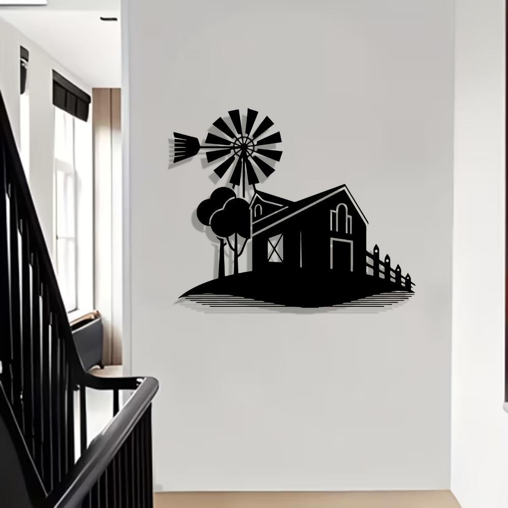 1pc Rustic Windmill Metal Wall Art, Weatherproof Iron Sculpture for Patio Garden Fence, New Year Easter Farmhouse Decor