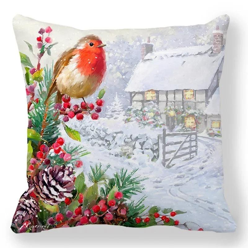 1 piece of Christmas Day party decoration pillowcase Winter Snowman animal print cushion suite room home decoration gift