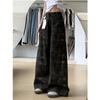 American Camouflage Workwear Denim Female XS Small High Waist Loose and Slimming Drooping Straight Wide-Leg Draggle-Tail Trousers
