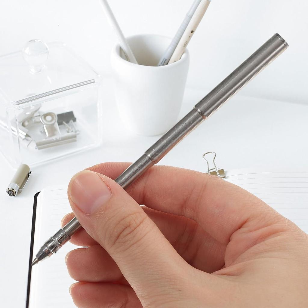 Ciieeo Key Chain Telescopic Pen: Stainless Steel Ballpoint Pens Retractable Pocket Mini Pens Signature Pen with Key Ring for Business Office School