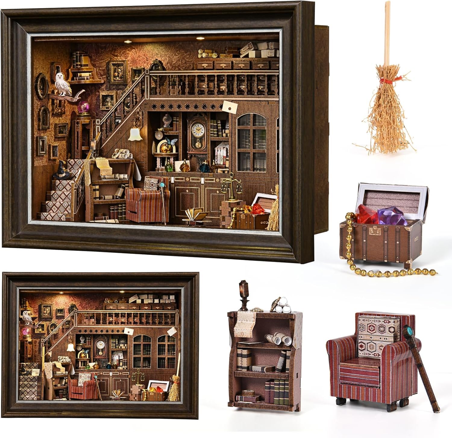 CRESYMME Miniature House Dollhouse Book Nook Kit Wooden DIY 3D Hobby Handmade (Attic Secrets)