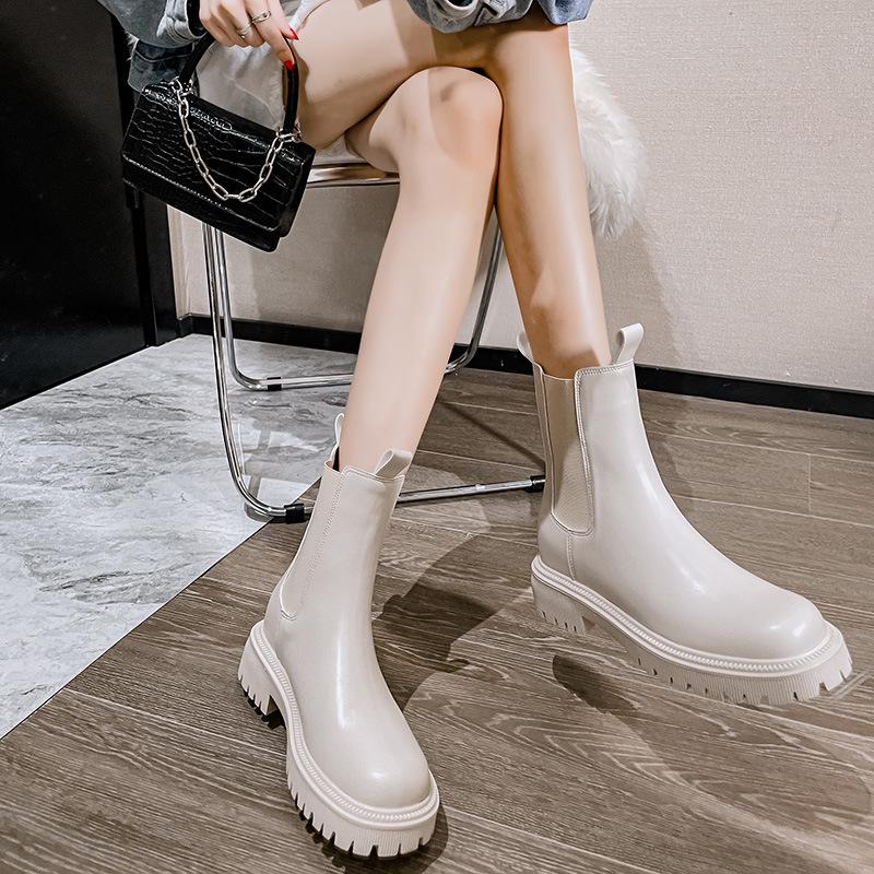 

Autumn Martin boots versatile small inner heightening platform short boots women s medium tube cigarette boots locomotive boots 40