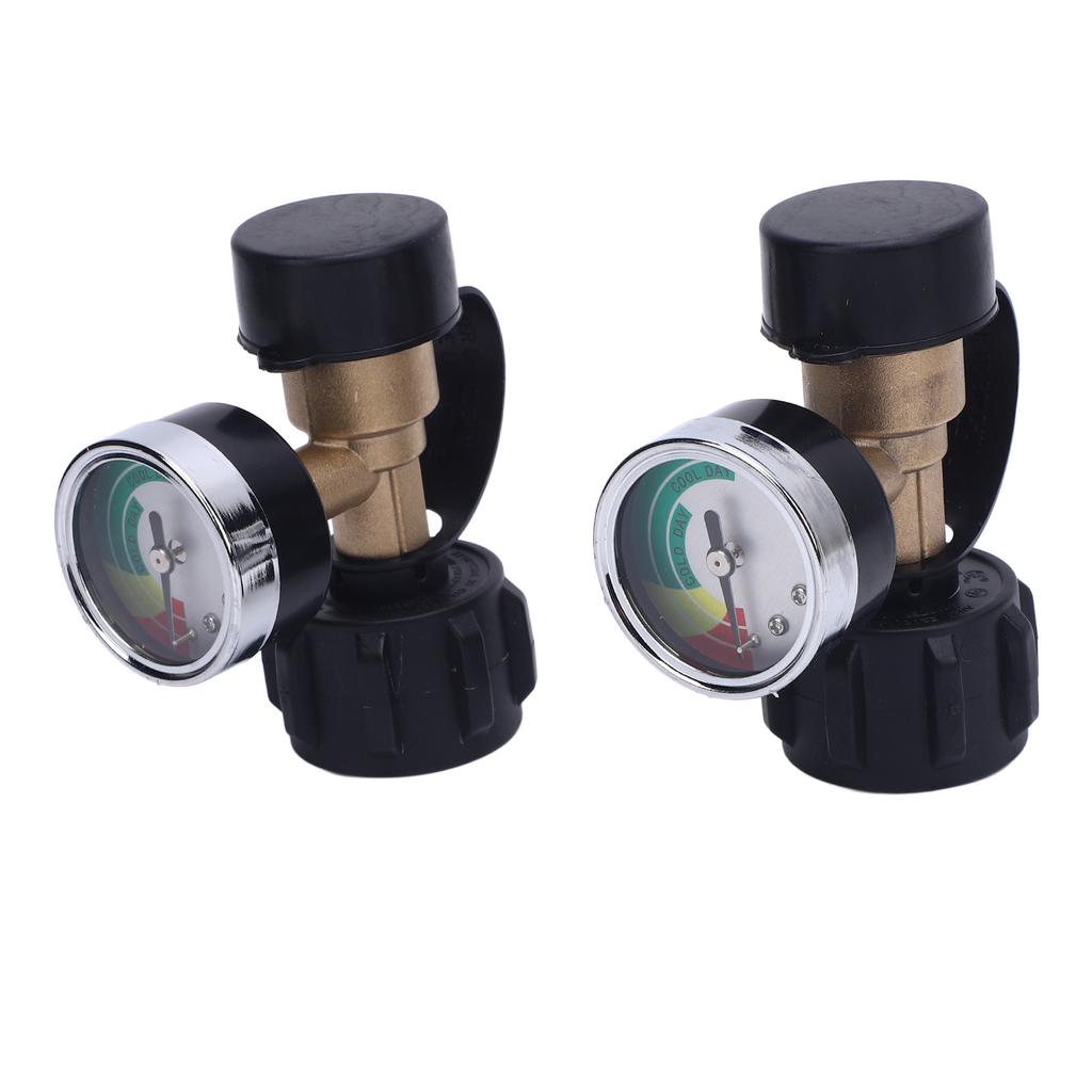 2PCS Gas Tank Gauge Level Indicator Precision Monitoring Gas Pressure Meter for 5lb To 40lb Gas Tank with QCC1 Type1