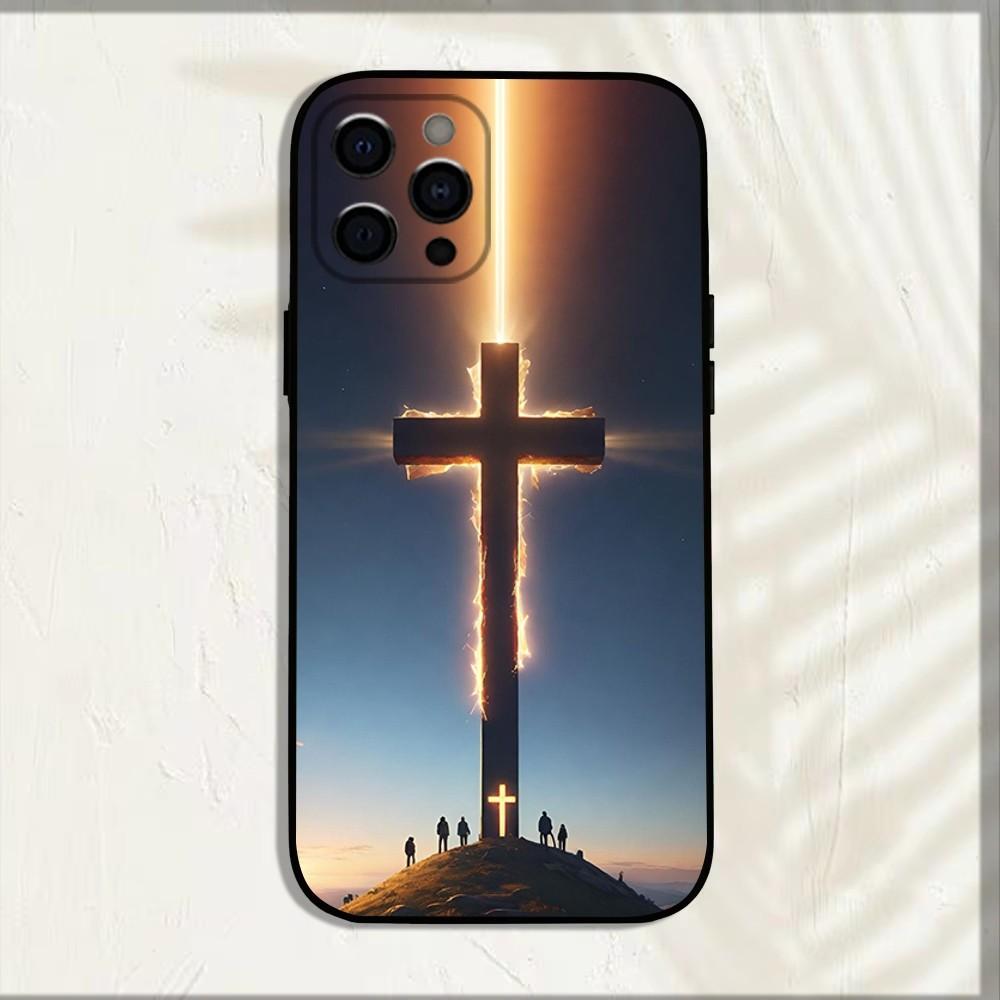Bible Jesus Christian Cross Phone Case For iPhone 15,14,13,12,11,Pro,X,XS,Max,XR,Plus,Mini Soft Black Cover