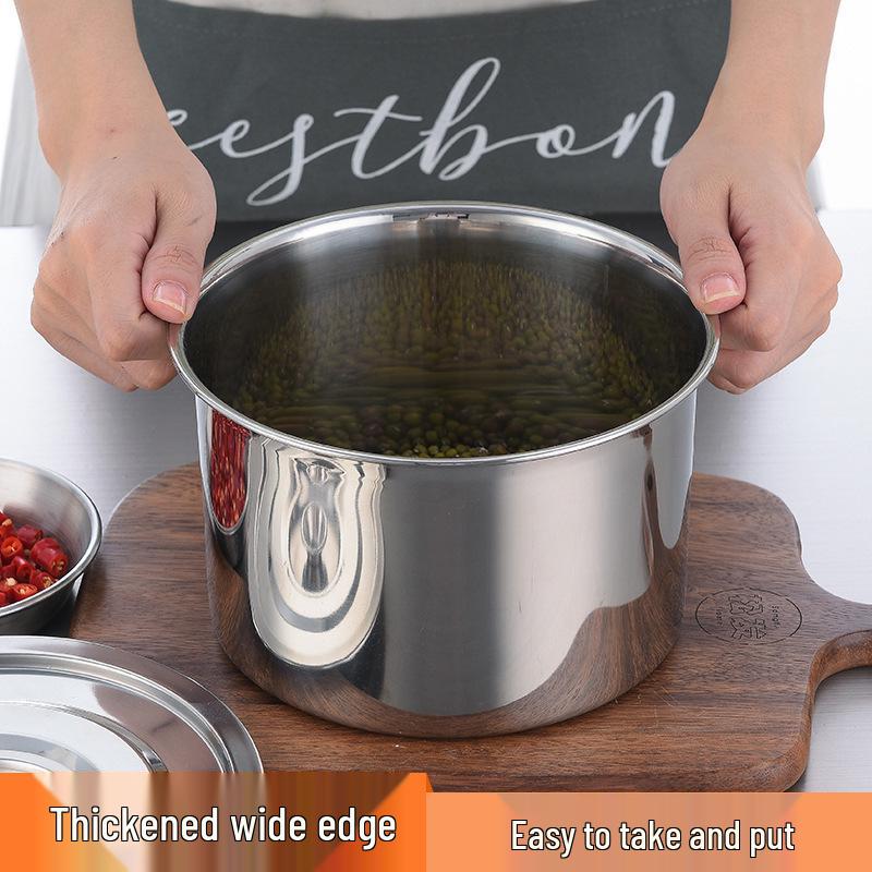 304 Stainless Steel Non-Magnetic Kitchen Bowl Set: Flavor Bowl, Seasoning Box, Soup Bowl, Egg Beating Basin, Stew Pot, Oil Pan.