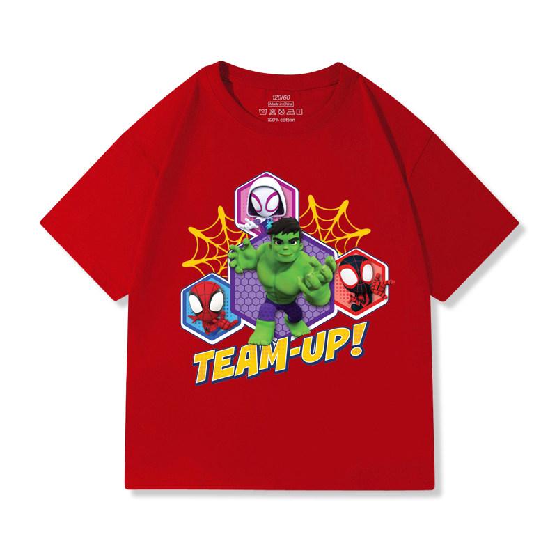 Spidey and His Amazing Friends Kids Cotton TShirt Adult Children Family Matching Superhero Summer Casual Tops 100