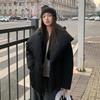 Winter New Korean Style Short Cotton Coat for Women with Large Lapel Design, Loose and Thickened Bread Coat
