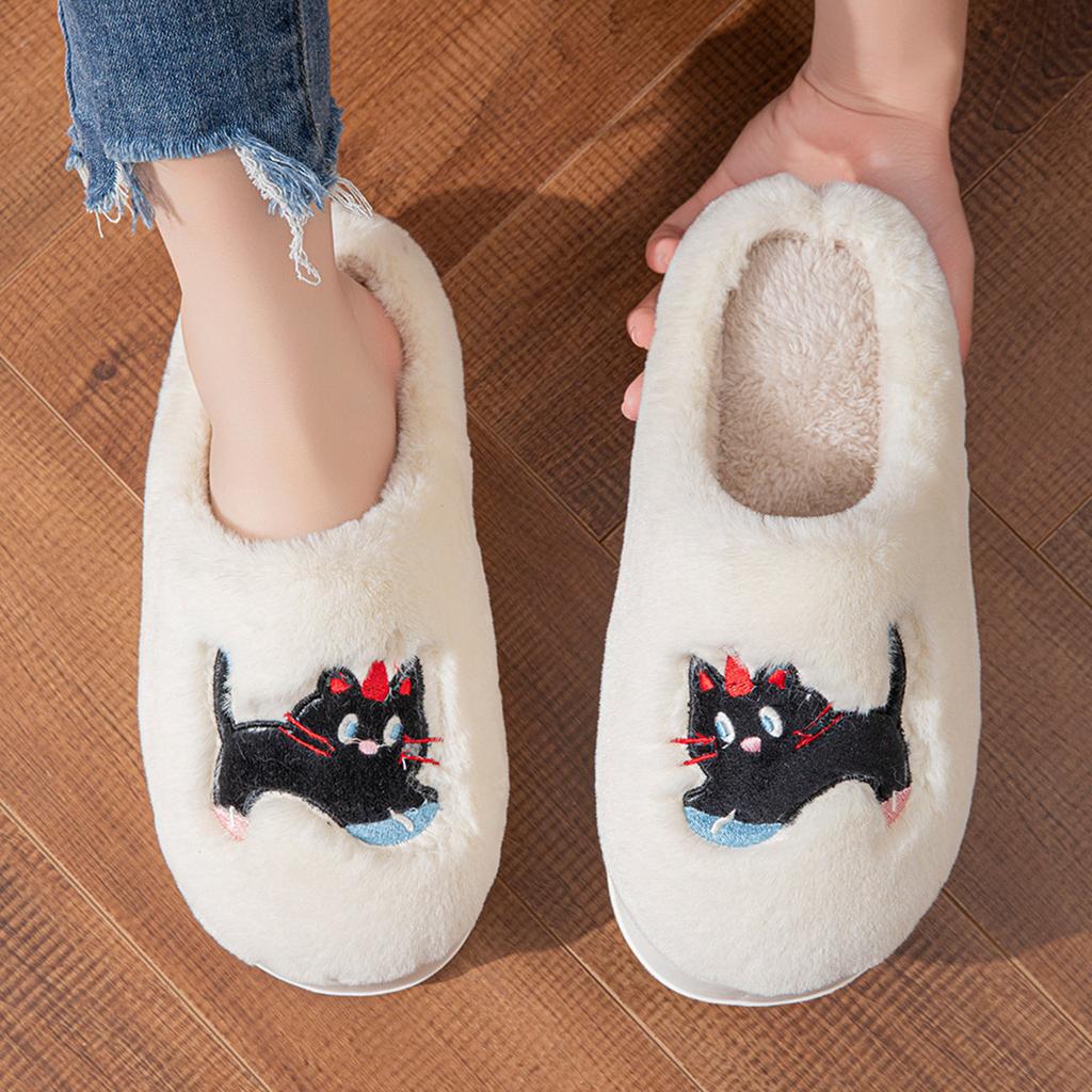Winter Cartoon Cat Cotton Slippers Comfortable Indoor Home Fashion Thick Soled Non Slip Plush Warm Anime Slippers for Women