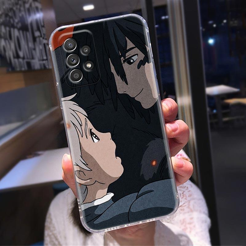 Průhledné pouzdro pro Samsung Galaxy A52 A51 A53 A72 A71 A73 A32 A31 A33 A22 A11 Pouzdro Kryt Miyazaki Hayao Anime Howl's Moving Castle