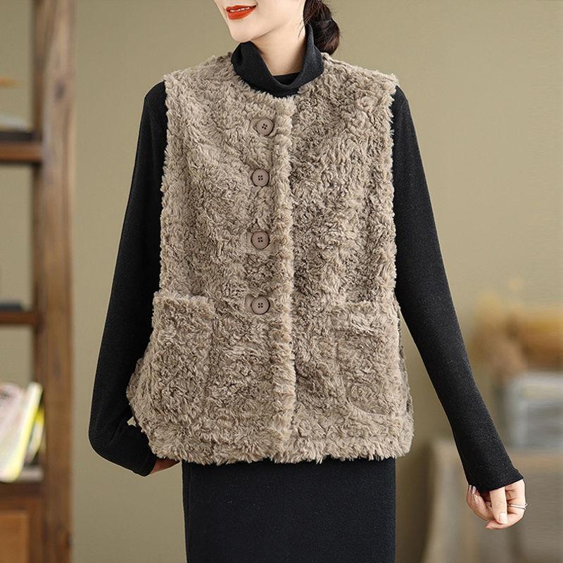 Autumn and winter vest women's new outer wear lamb fur coat women's vest vest warm base
