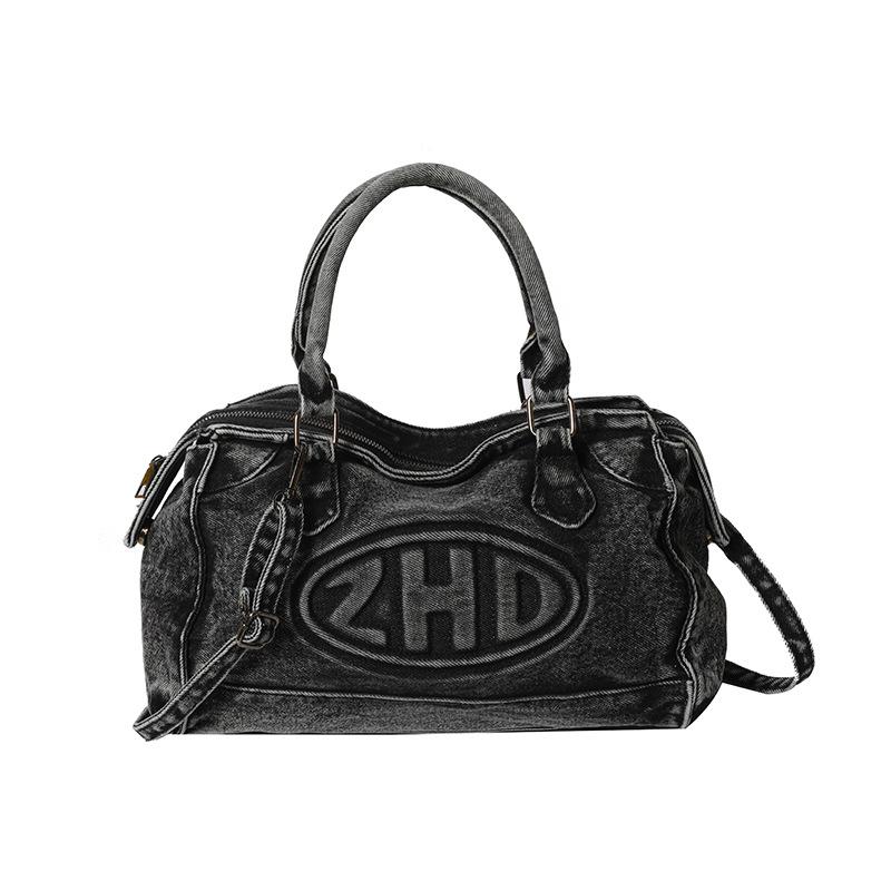 

Жіноча вінтажна washed-денім сумка через плече-тоут - Легкорозкішна сумка для роботи 33x9x22 cm