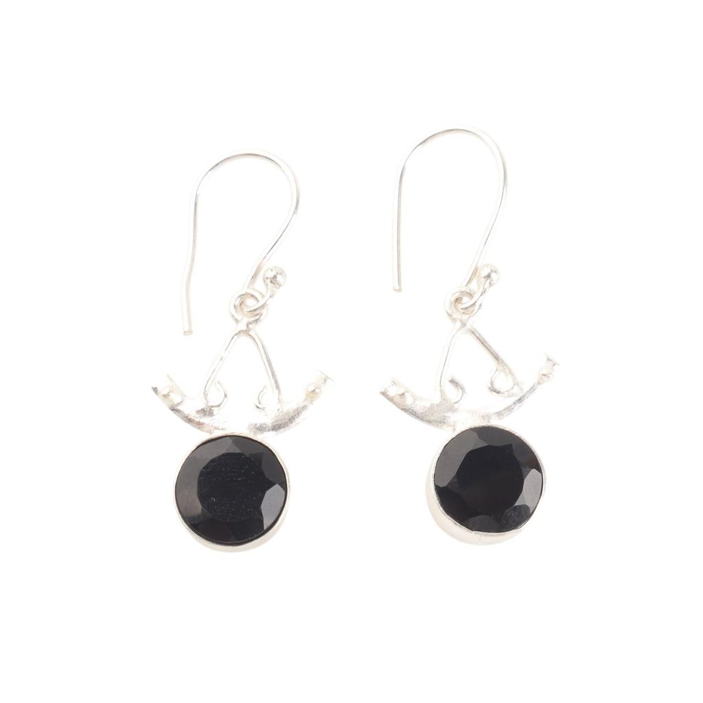 Black Onyx Gemstone 925 Sterling Silver Handmade Jewelry Women Earrings 1.63" EE-152-19