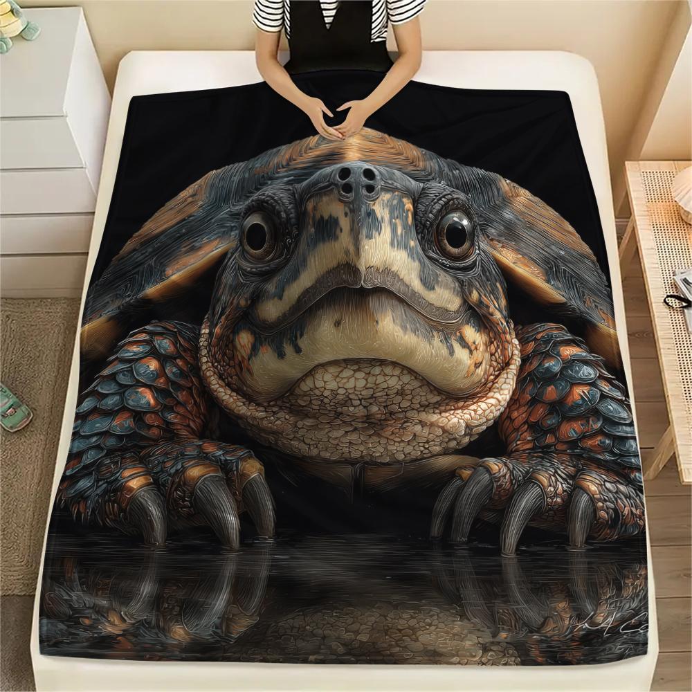 Schildkröte Nahaufnahme Muster Flanelldecke, Hohe Qualität Bequem für Alle Jahreszeiten, Heimdekoration, Wärme und Komfort, Perfekt für Geschenke.