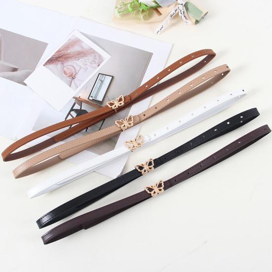 Metal Butterflies Buckle Belt Imitation Leather Women Belt Versatile Solid Color Waist Belt Dress Shirt Tops Waistband