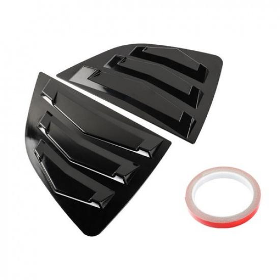 Gloss Black Rear Side Window Louver Shutter Cover For Honda Fit Jazz 2014-