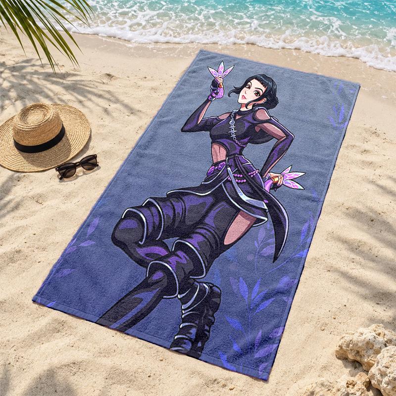 Kpop Demon Hunters Microfiber Beach Towel Quick Dry Sand Free Lightweight Beach Towels for Travel Swimming Camping