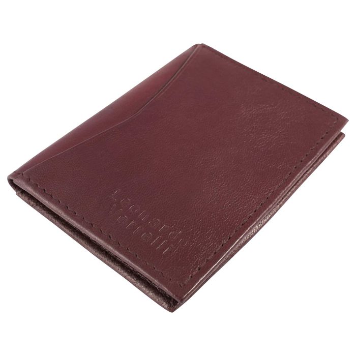 Porte-cartes - LEONARDO VERRELLI - Muto - Cuir véritable mouton - Bordeaux - Format vertical compact