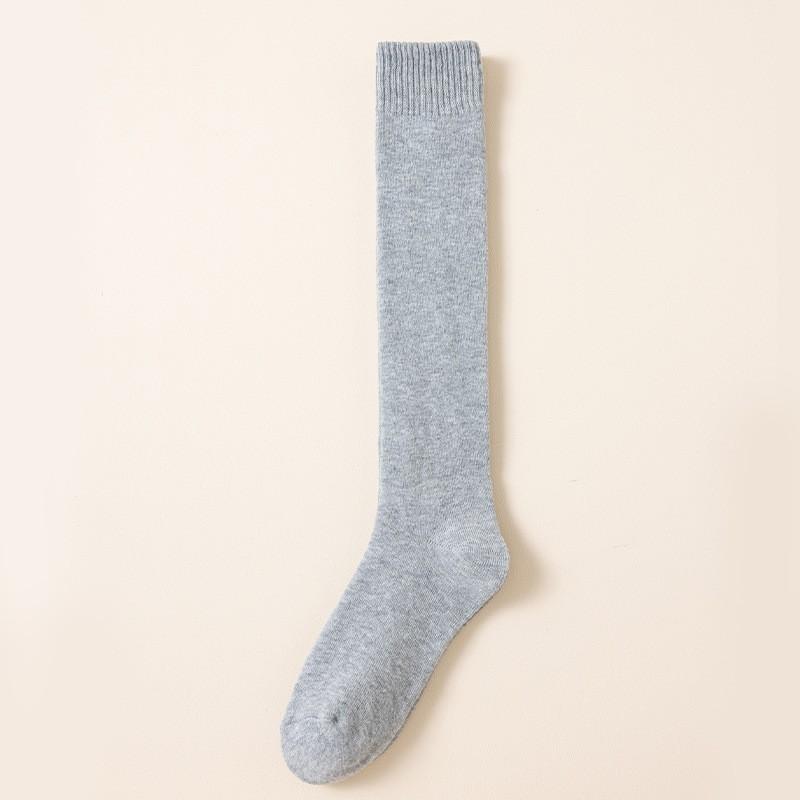Stockings Children'S Solid Color High Tube Calf Socks Season Terry Thickened Warm And Thin Leg Socks