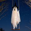 Animierte Halloween-Hoffiguren Leuchtendes Hängendes Schaukelgeister mit Hexenhut Fernbedienung Verstellbar Einfache Montage Requisiten Helligkeit Fliegend