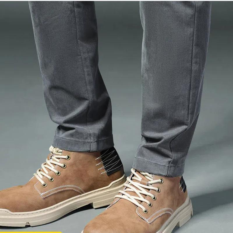 Business Casual Men's Spring and Autumn New Patchwork Button Zipper Pocket Fashion Solid Color Minimalist Straight Pants