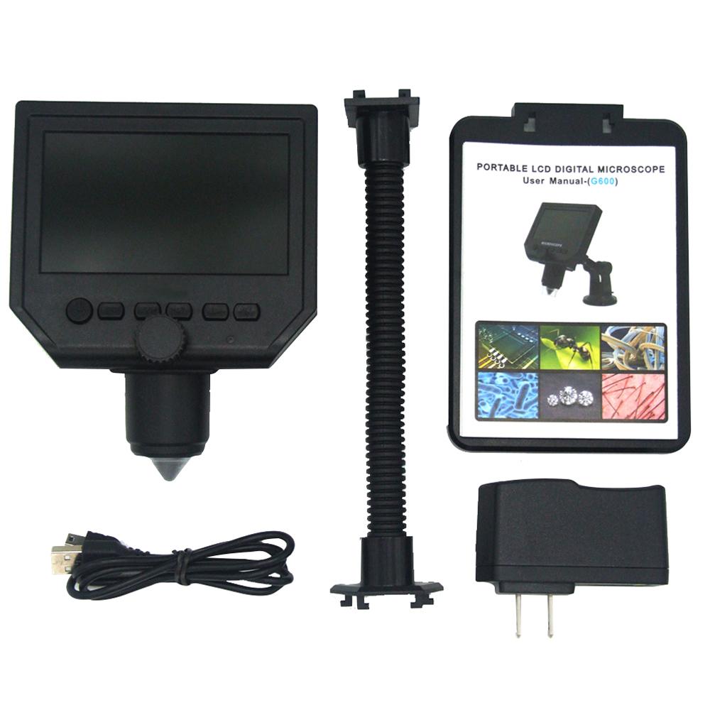 G600 Portable LCD Digital Microscope with High Brightness 8 LEDs and Built-in Lithium Battery