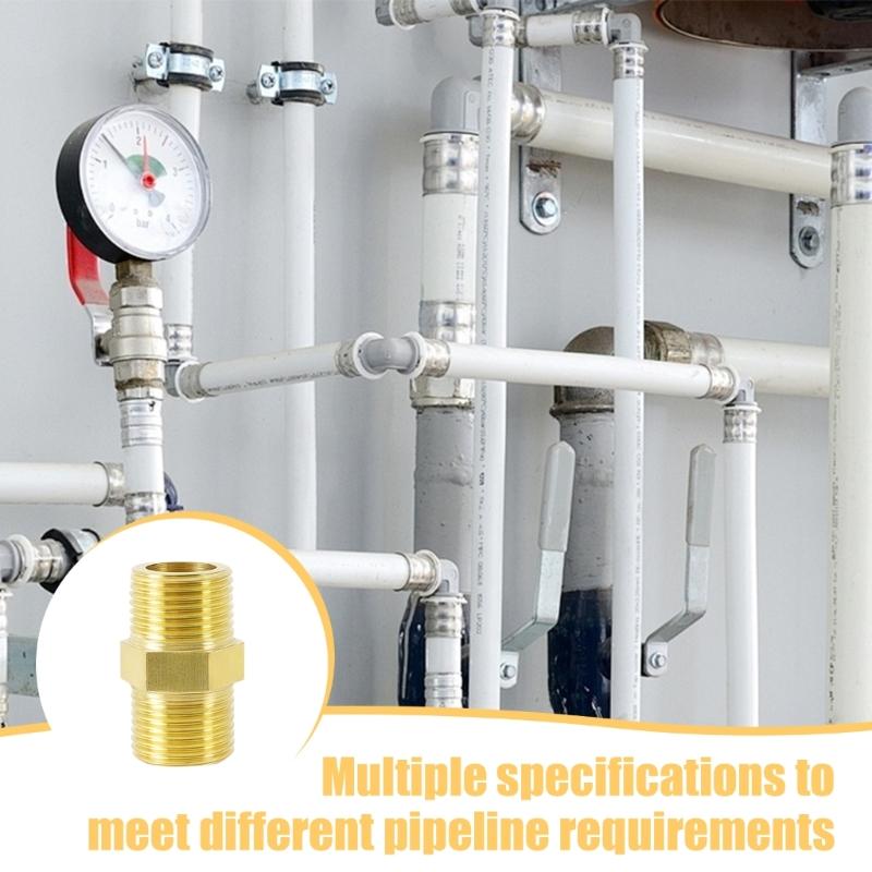 Strong Double Male Threaded Brass Fitting Universal Pipe Connector Univsersal Pipe Adapter for Home & Industrial Use