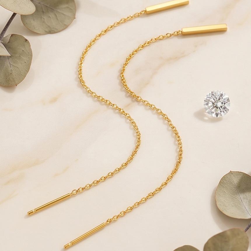 2026 New Stainless Steel Tassel Long Chain Earrings for Women Elegant and Trendy Long Drop Earrings