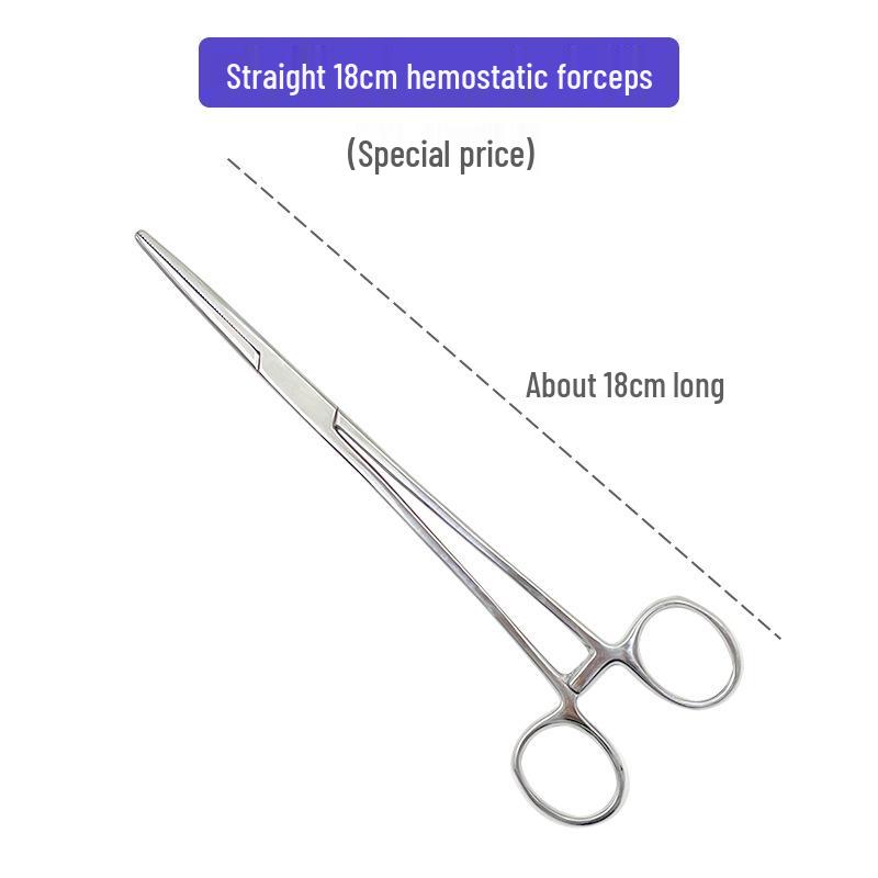 Stainless Steel Hemostatic Forceps - Pet Pliers, Needle Holder, Cupping Clip, Surgical Vascular Tool (Straight & Curved Tips)