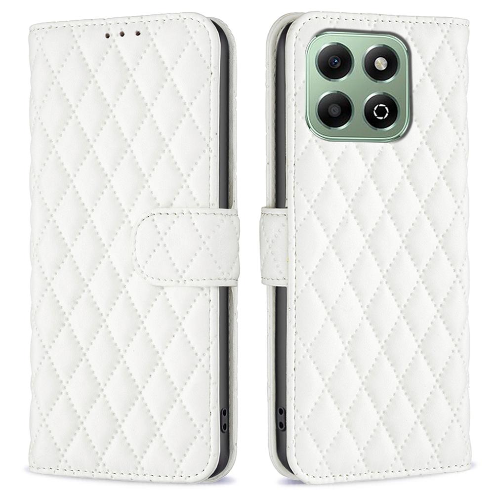 

BINFEN COLOR BF Style-14 For Honor X6b 4G Case PU Leather Phone Cover Rhombus Imprint White