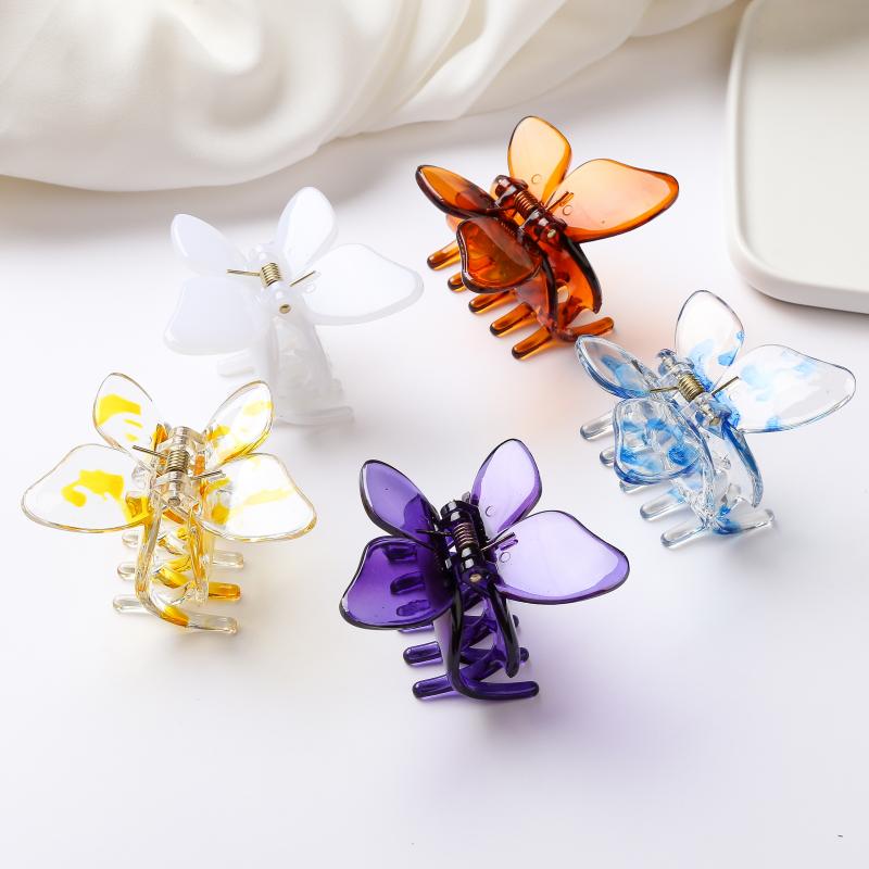 5.3cm Medium Size Butterfly Hairclaws  Hair Claw Crab Hairclips Summer Hairstyles for Girls and Women Headwear Waterproof Hair
