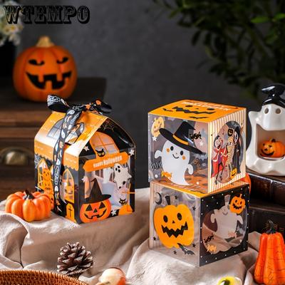 6pcs Spooky Halloween Party Favor Boxes Cute Ghost & Pumpkin Designs for Candy and Snacks Transparent Gift Packaging Gift Package Box for Halloween