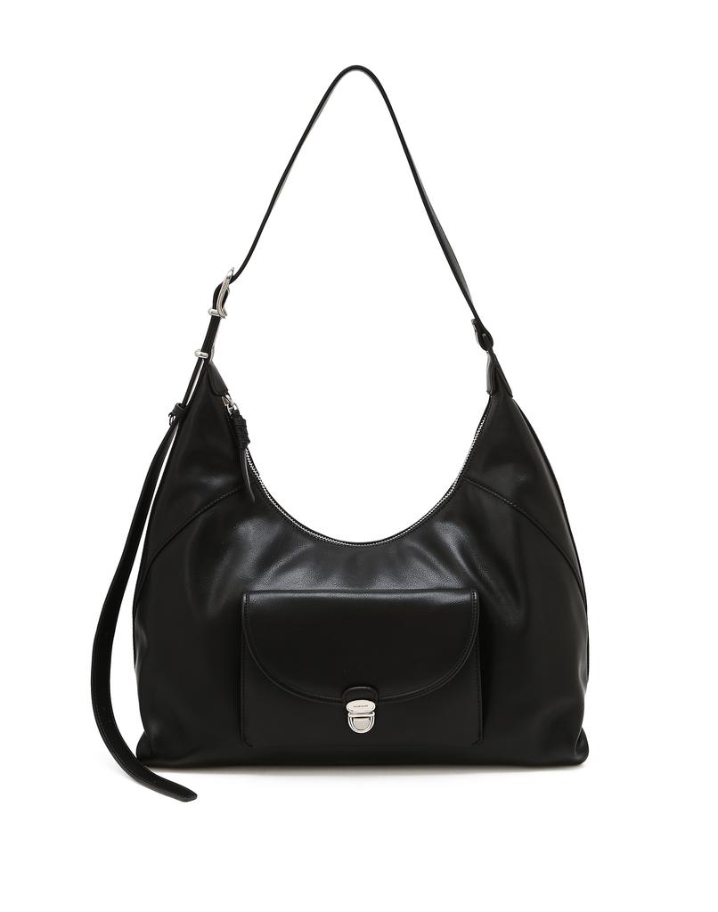 Jillstuart Acc [Lune] Lune Push-Lock Detail Leather Shoulder Bag L Black