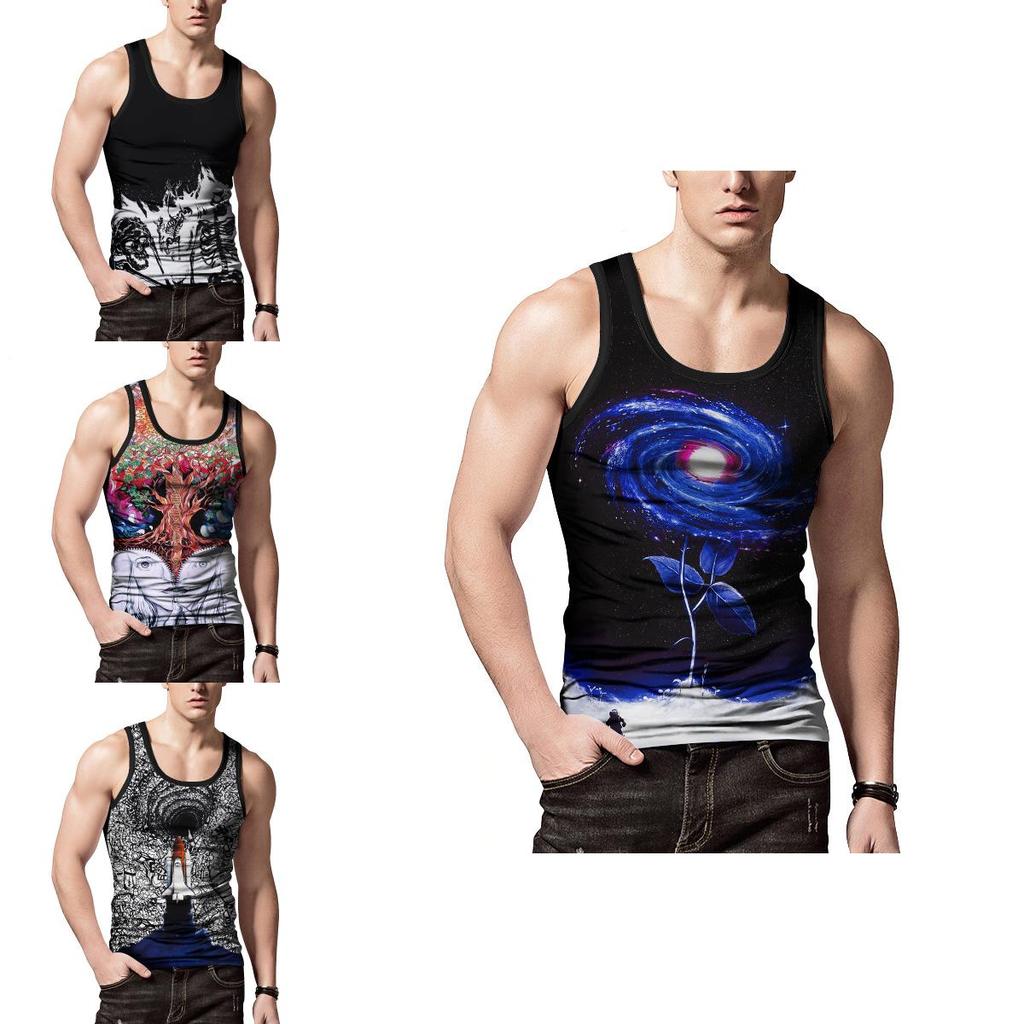 Premium Quality Summer Men's Tank Tops Vest Featuring Vibrant 3d Printed Graphics