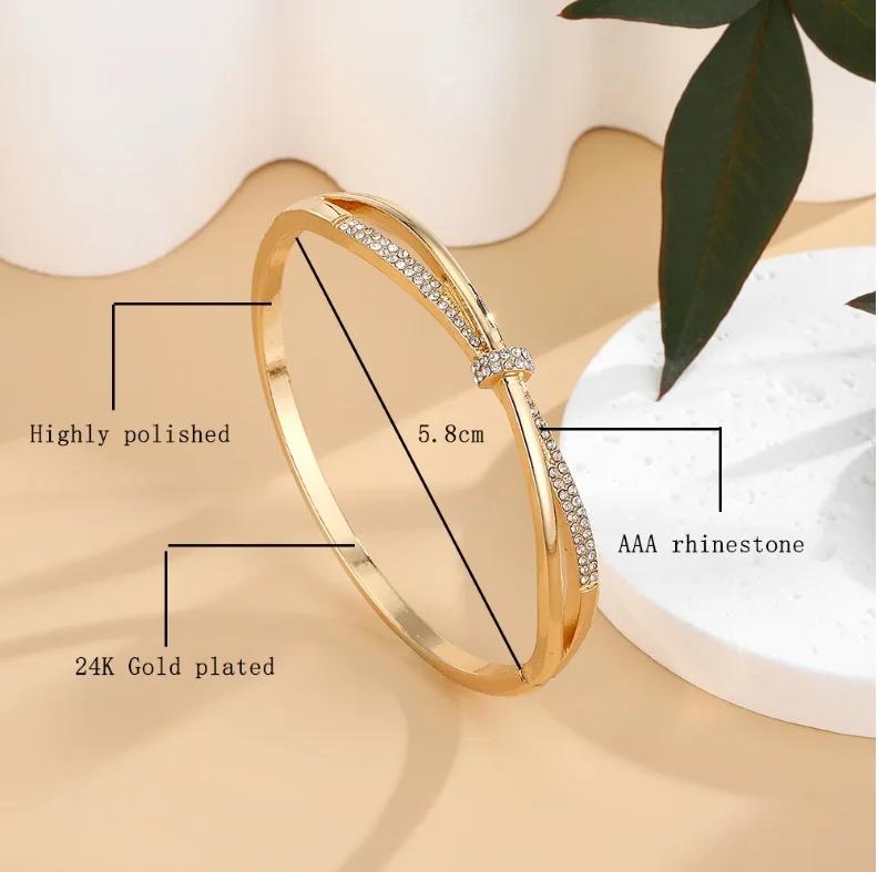 Brățară clasică din oțel inoxidabil, stil punk, cu talisman geometric gol, pentru femei, brățări metalice rezistente la rugină pentru încheietură, zirconiu, cadou, petrecere